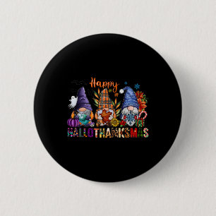 Badge Rond 5 Cm Hallothanksmas Gnomes Halloween Thanksgiving Joyeu
