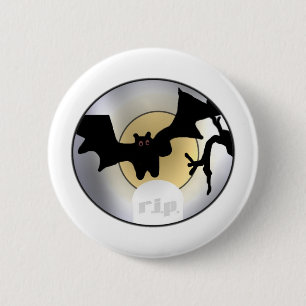 Badge Rond 5 Cm Halloween Bats RIP