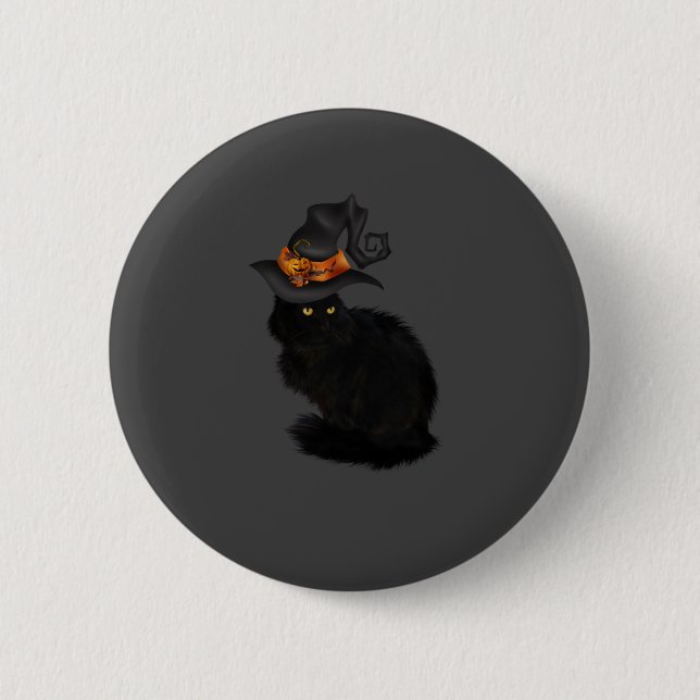 Badge Rond 5 Cm Halloween Button with Black Cat Design (Devant)
