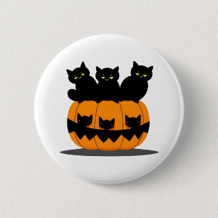 Badge Rond 5 Cm Halloween chat noir
