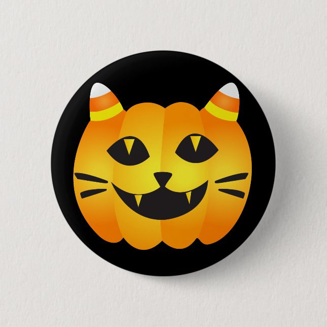 Badge Rond 5 Cm Halloween Chat-o'-Lanterne (Devant)