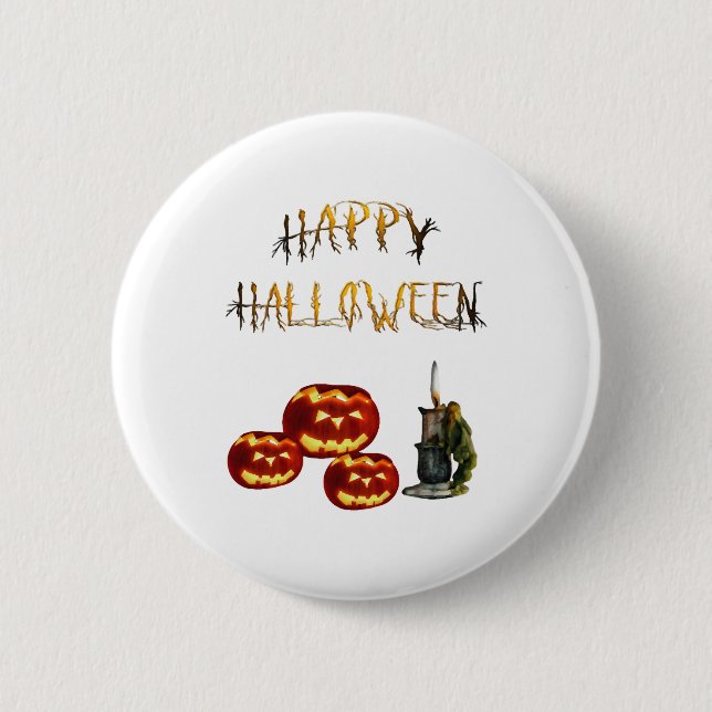 Badge Rond 5 Cm Halloween citrouille (Devant)