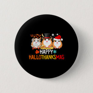 Badge Rond 5 Cm Halloween Cochon de Guinée Thankesgiving Noël