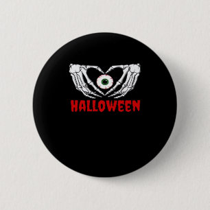 Badge Rond 5 Cm Halloween des yeux - Squelette Mains Coeur