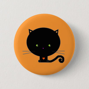 Badge Rond 5 Cm Halloween Épinglette Chat Kawaii
