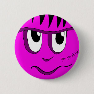 Badge Rond 5 Cm Halloween Frankenstein - rose