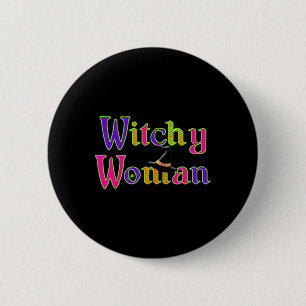 Badge Rond 5 Cm Halloween Fun Witch Witchy Woman Trick Treat