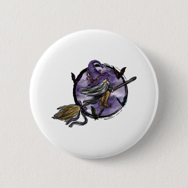 Badge Rond 5 Cm Halloween Gnome (Devant)