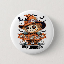 Badge Rond 5 Cm Halloween heureux - Citations Orange Noir