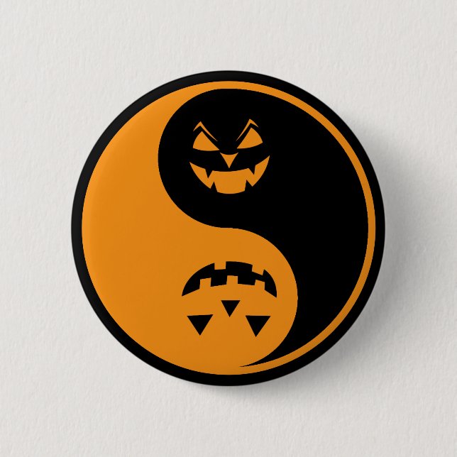 Badge Rond 5 Cm Halloween Jack o-lanterne Yin Yang (Devant)