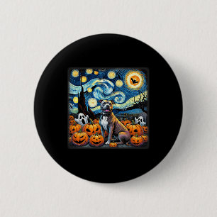 Badge Rond 5 Cm Halloween Pitbull de nuit étoilée