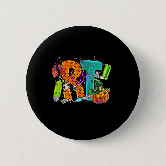 Badge Rond 5 Cm Halloween RT Respiratory Therapist éffrayant RT pu (Devant)