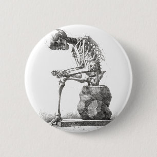 Badge Rond 5 Cm Halloween squelette assis anatomie
