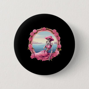 Badge Rond 5 Cm Halloween Squelette En Octobre Nous Portons Rose A