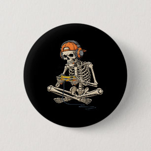 Badge Rond 5 Cm Halloween Squelette Joueur vidéo Jeu amusant