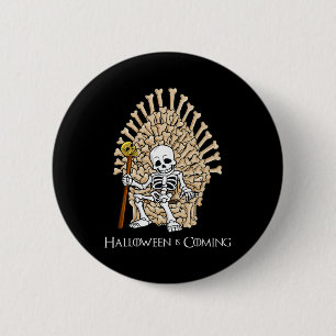Badge Rond 5 Cm Halloween squelette os trône amusant Halloween
