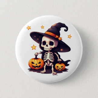 Badge Rond 5 Cm Halloween Squelette sorcière botton Pin