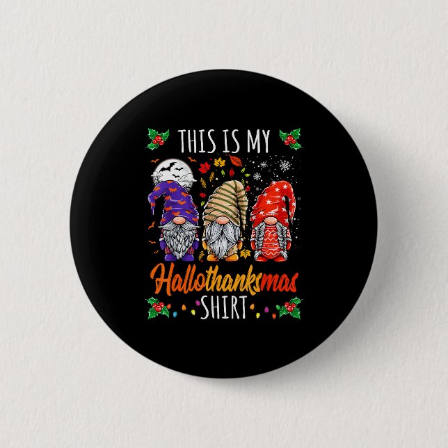 Badge Rond 5 Cm Halloween Thanksgiving Christmas Funny Hallothanks (Devant)