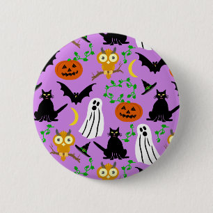 Badge Rond 5 Cm Halloween thème collage toss Motif violet
