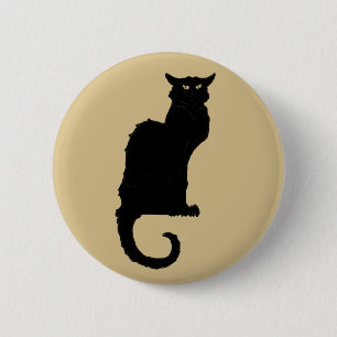 Badge Rond 5 Cm Halloween vintage, Chat noir Art Nouveau Éffrayant