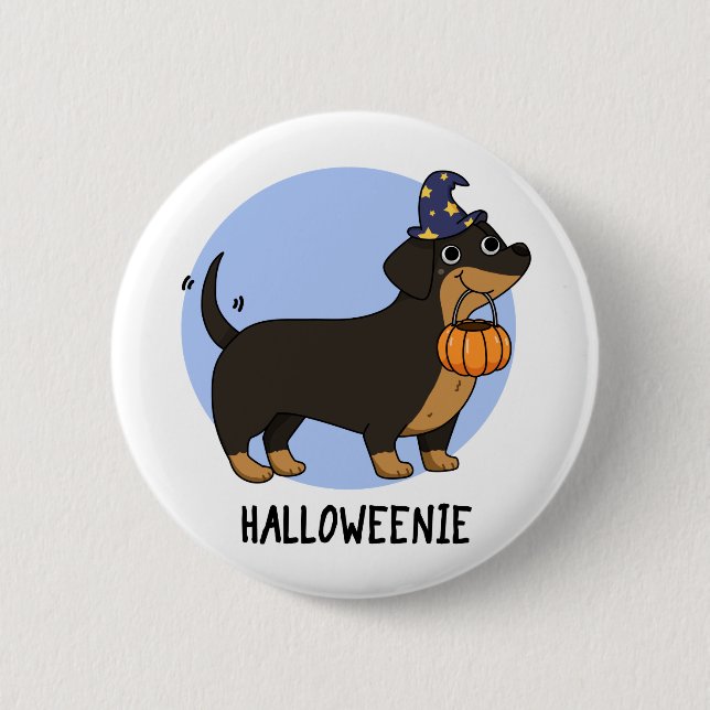 Badge Rond 5 Cm Halloweenie Funny Saucisson Chien Pun (Devant)