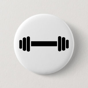 Badge Rond 5 Cm Haltère - culturisme