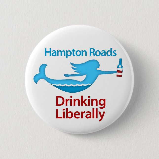 Badge Rond 5 Cm Hampton Roads buvant libéralement autour des (Devant)