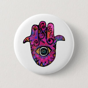 BADGE ROND 5 CM ** HAMSA ROSES **