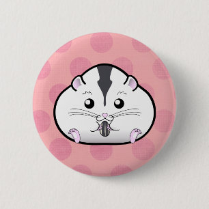 Badge Rond 5 Cm Hamster nain russe semi-blanc potelé