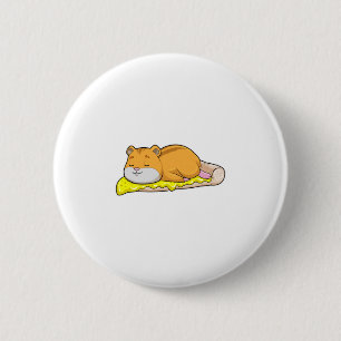 Badge Rond 5 Cm Hamster & Pizza au fromage
