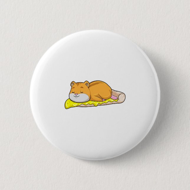 Badge Rond 5 Cm Hamster & Pizza au fromage (Devant)