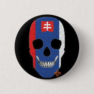 Badge Rond 5 Cm HANDSKULL Slovaquie Insigne rond noir B2