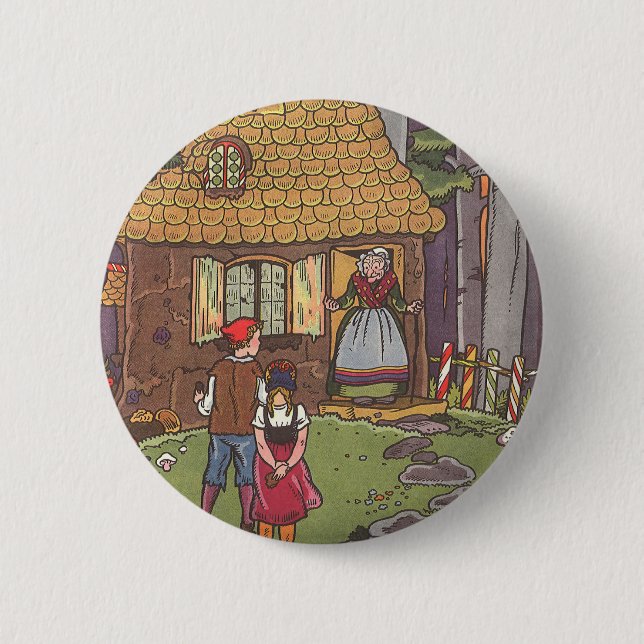 Badge Rond 5 Cm Hansel et Gretel, Vintage Fairy Tale par Hauman (Devant)