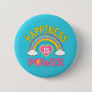 Badge Rond 5 Cm Happiness is Power Rainbow