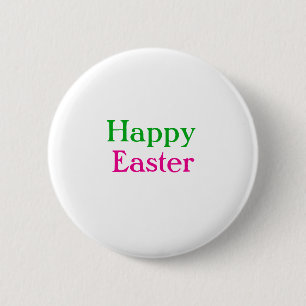 Badge Rond 5 Cm Happy easter boho vert rose enfants ajouter nom ti