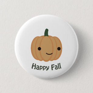 Badge Rond 5 Cm Happy Fall - Citrouille mignon