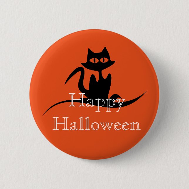 Badge Rond 5 Cm Happy Halloween effrayant chat (Devant)