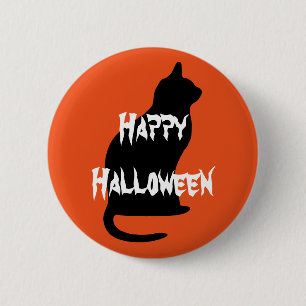 Badge Rond 5 Cm Happy Halloween effrayant chat