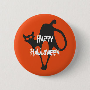 Badge Rond 5 Cm Happy Halloween effrayant chat