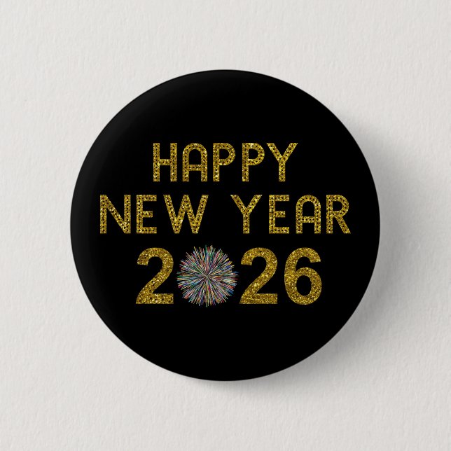 Badge Rond 5 Cm Happy New Year 2026 (Devant)