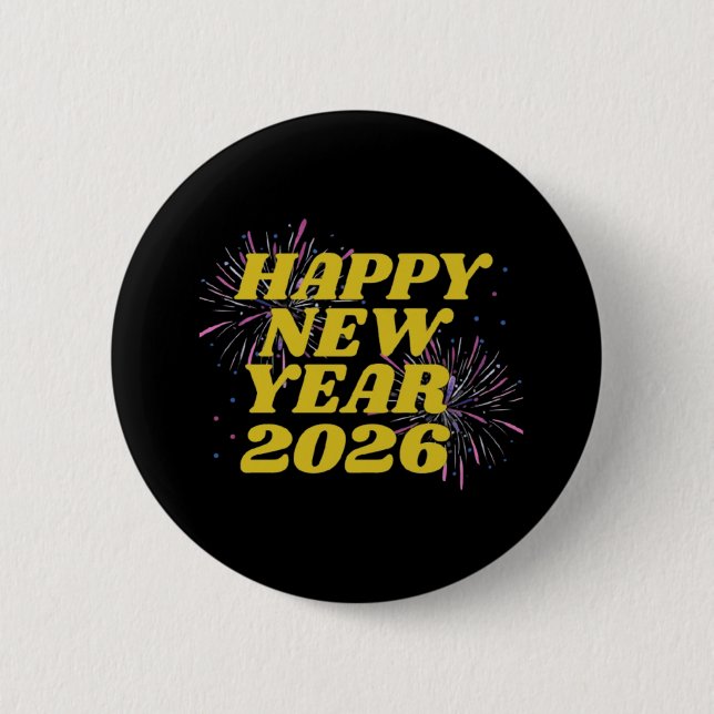 Badge Rond 5 Cm Happy New Year 2026 (Devant)