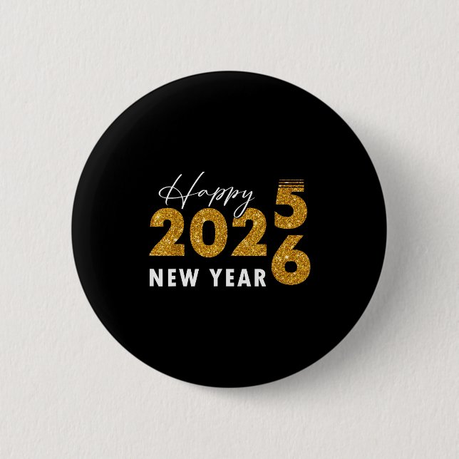 Badge Rond 5 Cm Happy New Year 2026 Goodbye 2025 Hello 2026  (Devant)