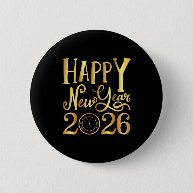 Badge Rond 5 Cm Happy New Year Party 2026 Family Matching  (Devant)