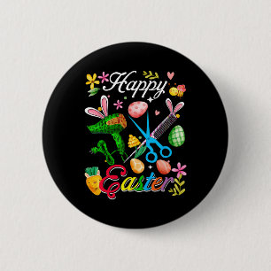 Badge Rond 5 Cm Happy Pâques Bunny Hair Styliste Outils Job Team H