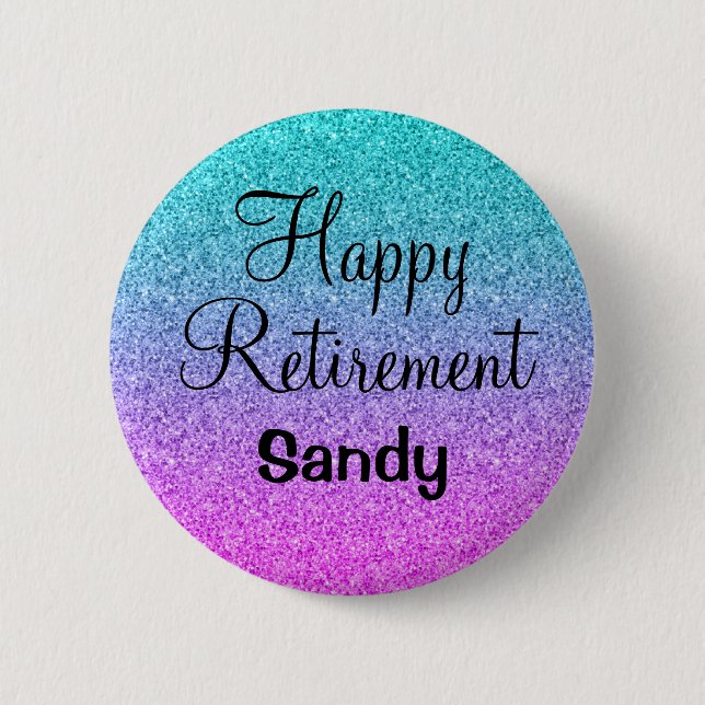 Badge Rond 5 Cm Happy Retraite Ombre rose bleu violet Parties scin (Devant)