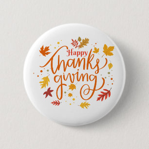 Badge Rond 5 Cm Happy Thanksgiving