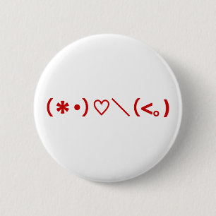 Badge Rond 5 Cm Happy Valentine's Day / Japanese Emoticons