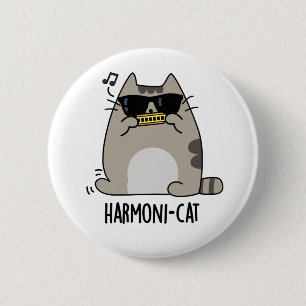 Badge Rond 5 Cm Hari-cat Funny Harmonica Cat Pun