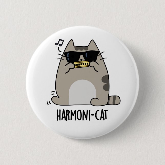 Badge Rond 5 Cm Hari-cat Funny Harmonica Cat Pun (Devant)