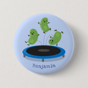Badge Rond 5 Cm Haricots verts mignons sur dessin animé trampoline